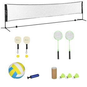 All-in-1 Badminton Set, Height Adjustable for Pickleball, Volleyball, Badminton, Backyard, Beach, Driveway Game (Option: Black-950x230x160 mm)